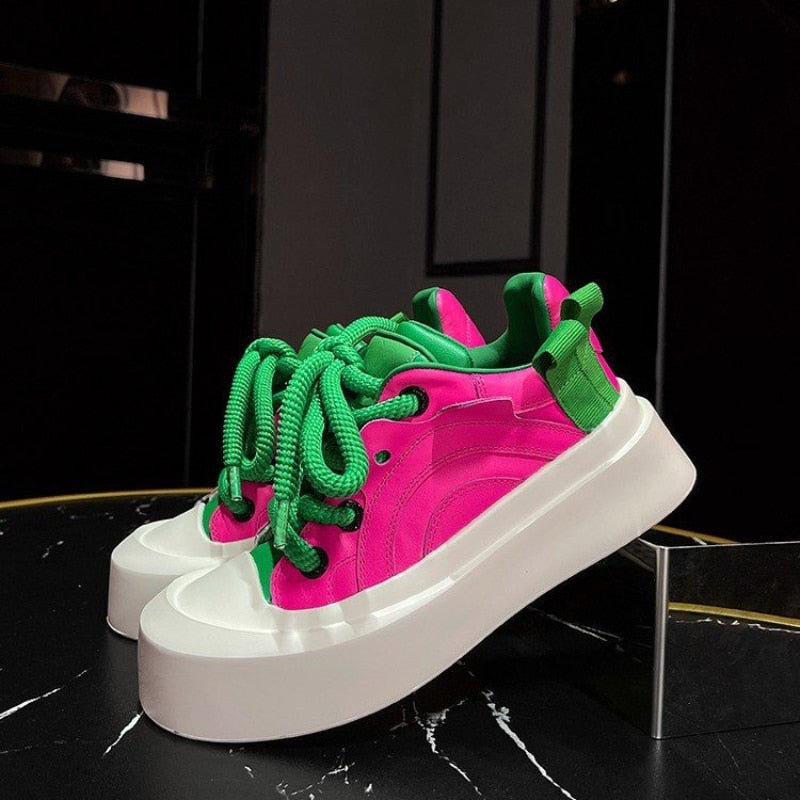 Autumn Breeze Lace Up Breathable Low Top Platform Sneakers for Women | ULZZANG BELLA