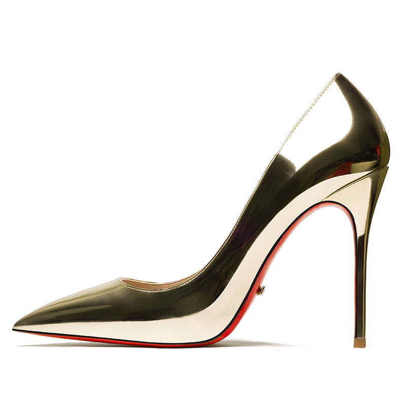 Stunning Red Lacquer Leather High Heel Pumps for Women | ULZZANG BELLA