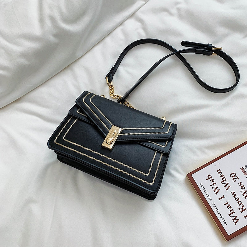 Borsa a tracolla con catena in pelle PU di lusso per donna | ULZZANG BELLA