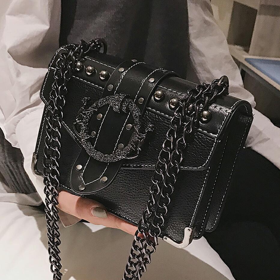 European PU Leather Lock Chain Shoulder Handbag for Women | ULZZANG BELLA