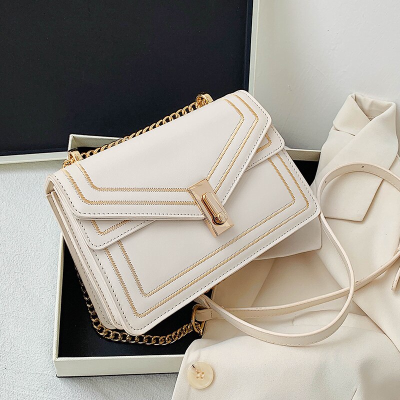 Borsa a tracolla con catena in pelle PU di lusso per donna | ULZZANG BELLA