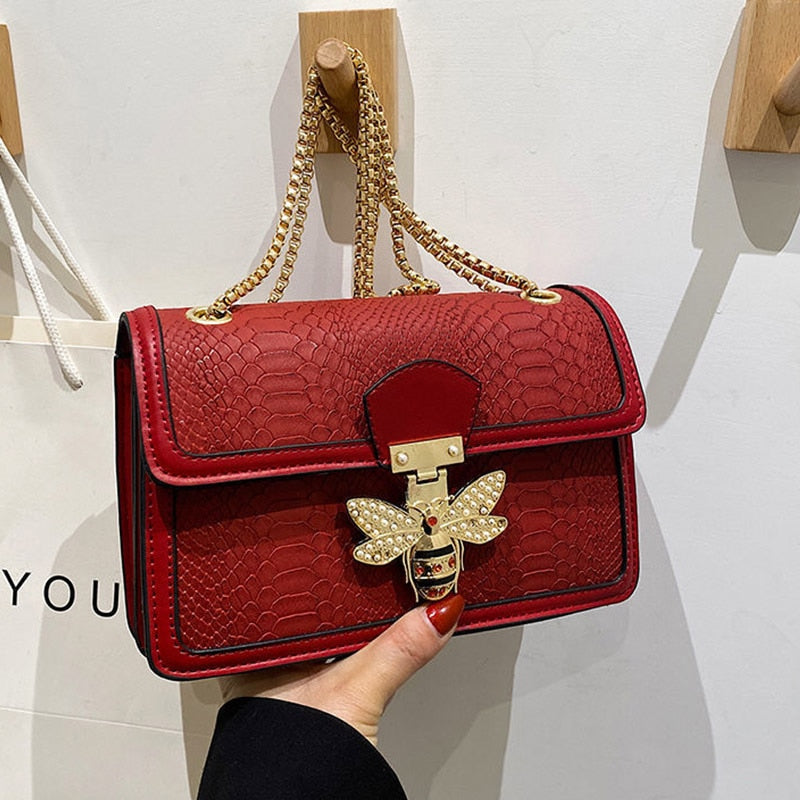 Elegant Crocodile Print Leather Crossbody Handbag for Women | ULZZANG BELLA