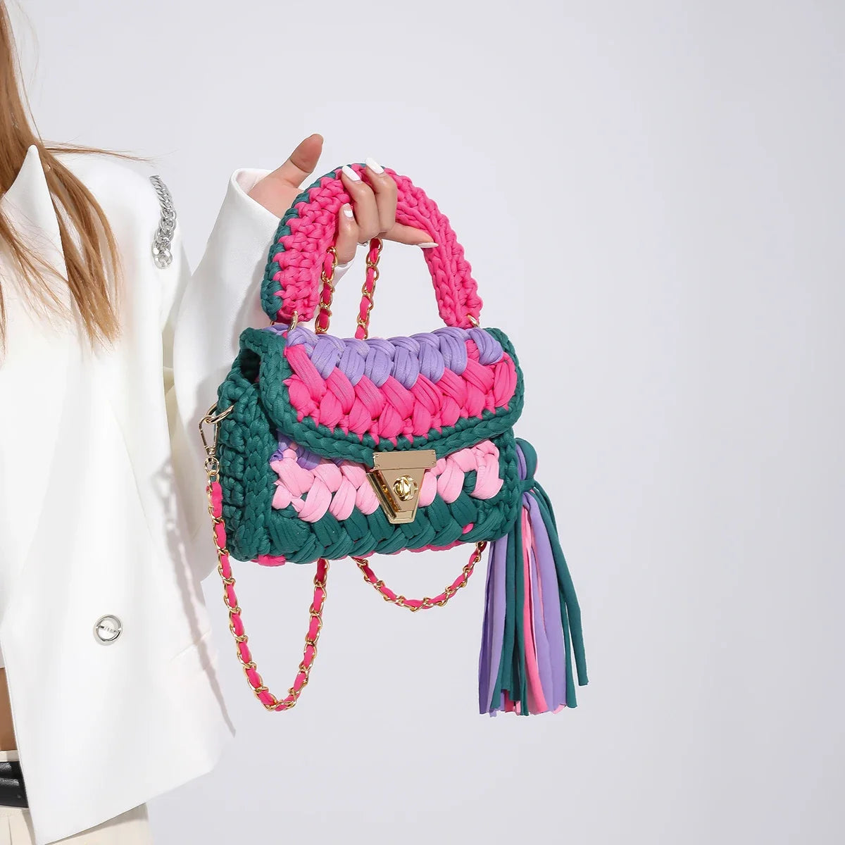 Colette Chunky Woven Top-Handle Shoulder Bag | ULZZANG BELLA