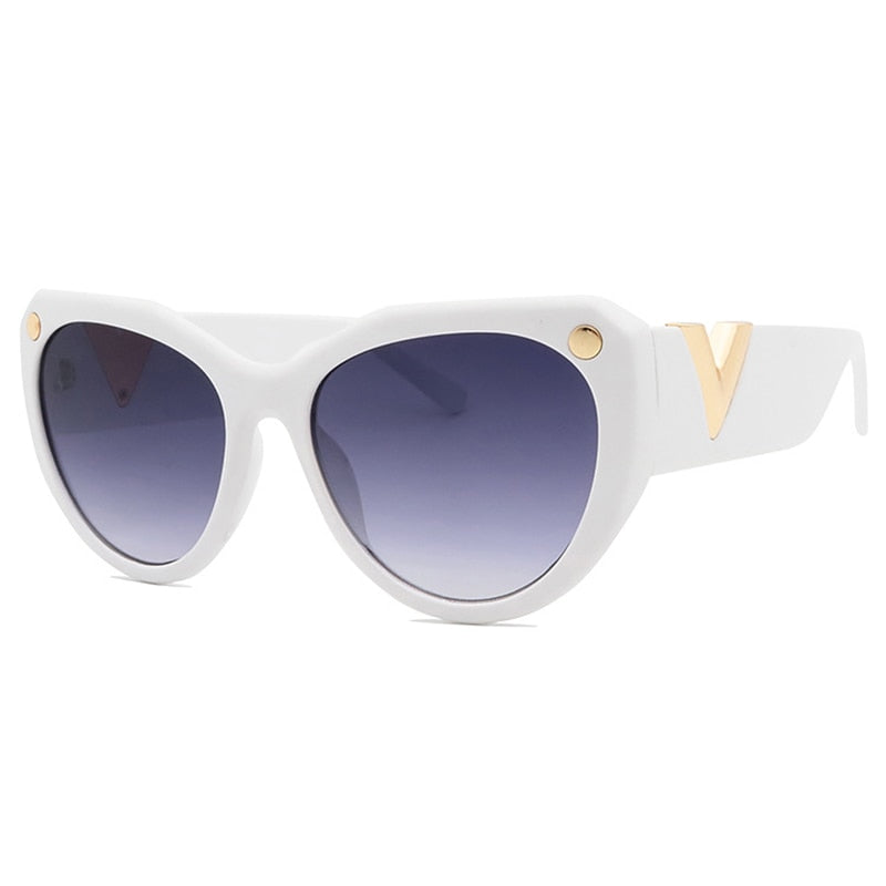Luxury Oversized V-Shaped Cat Eye Sunglasses for Women | ULZZANG BELLA