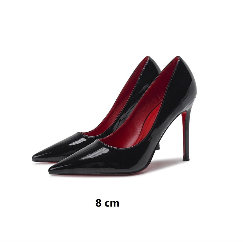 Luxury Red Lacquer Leather High Heel Pumps for Women | ULZZANG BELLA