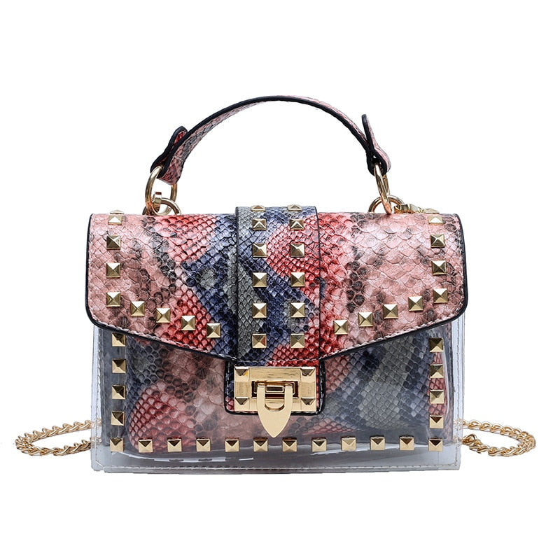 Graffiti Rivets PVC Crossbody Messenger Handbag for Women | ULZZANG BELLA