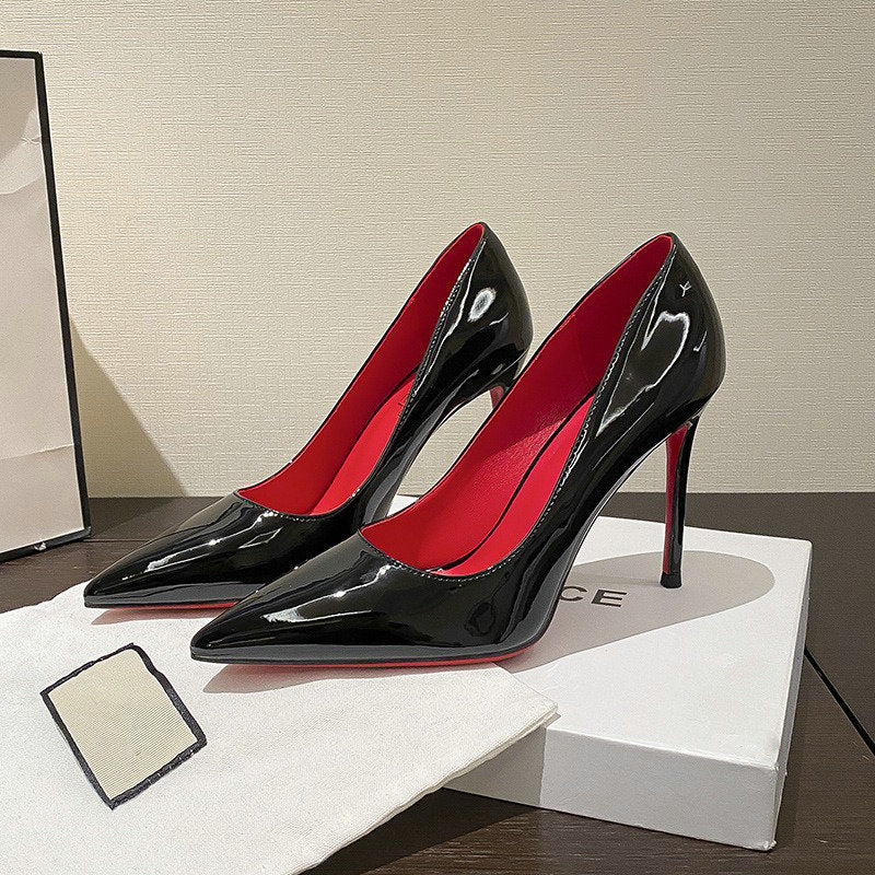 Luxury Red Lacquer Leather High Heel Pumps for Women | ULZZANG BELLA