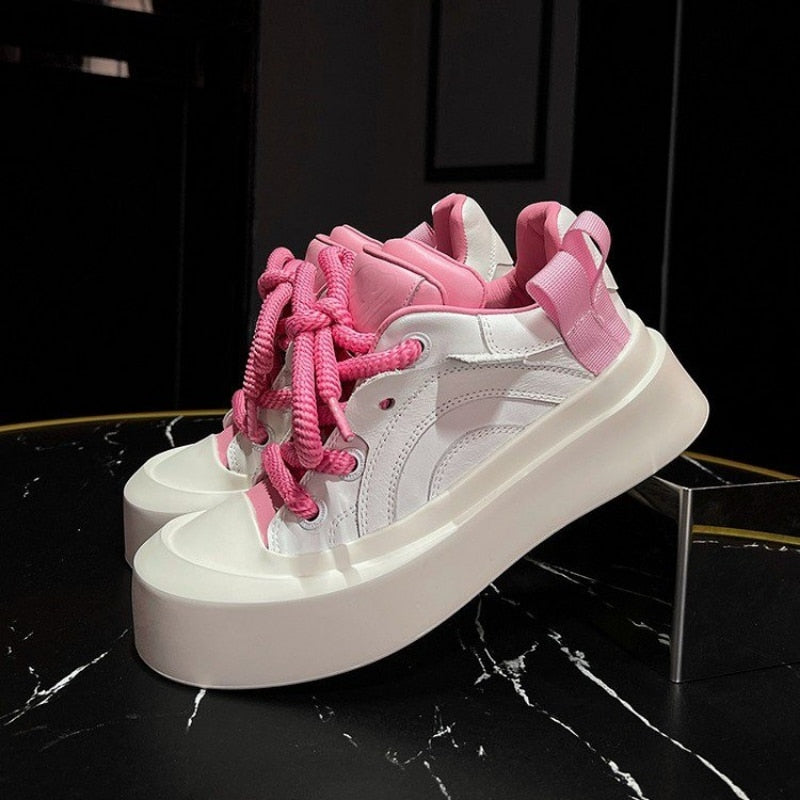 Autumn Breeze Lace Up Breathable Low Top Platform Sneakers for Women | ULZZANG BELLA