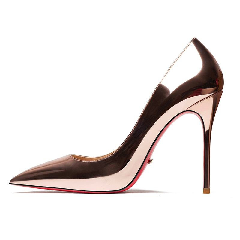 Stunning Red Lacquer Leather High Heel Pumps for Women | ULZZANG BELLA