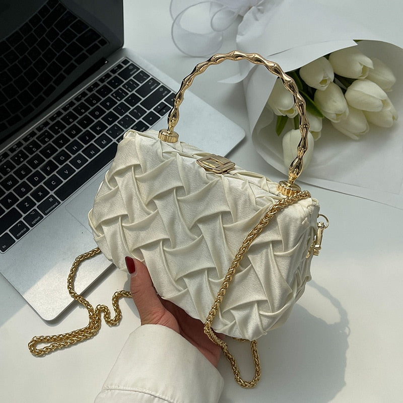 Metal Chain Weave Mini Tote: Luxury Designer Shoulder Bag | ULZZANG BELLA