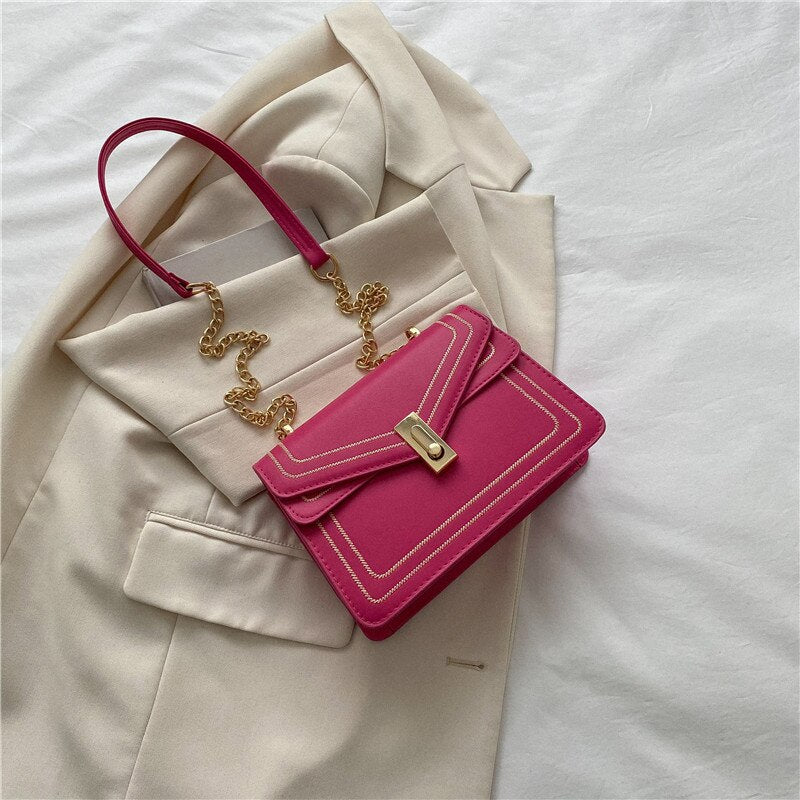 Borsa a tracolla con catena in pelle PU di lusso per donna | ULZZANG BELLA