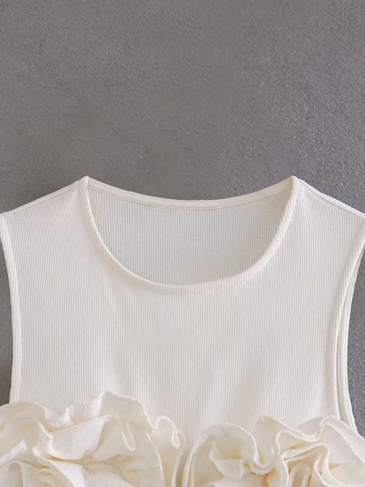 Flirty Chic Ruffled Edge Sleeveless Crop Top for Women | ULZZANG BELLA