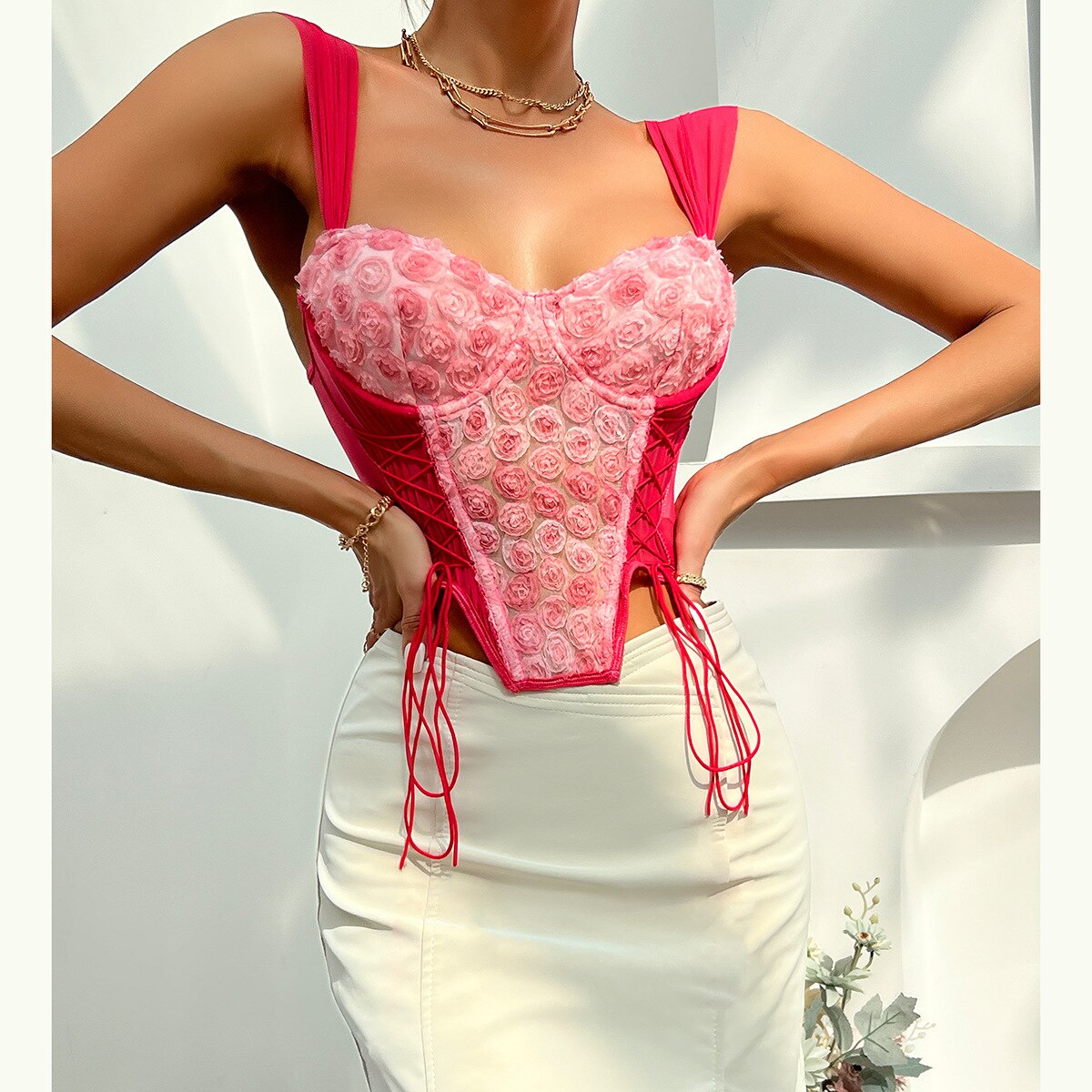 French Floral Dreams Backless Bustier Corset for Women | ULZZANG BELLA