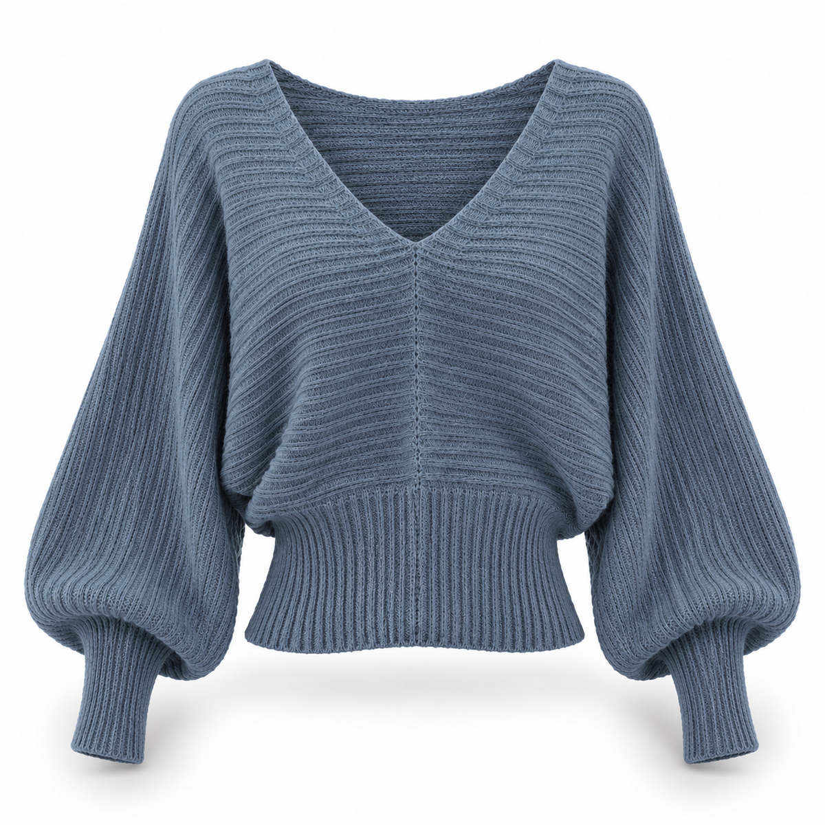 Sweetheart V-Neck Ribbed Knit Sweater | ULZZANG BELLA