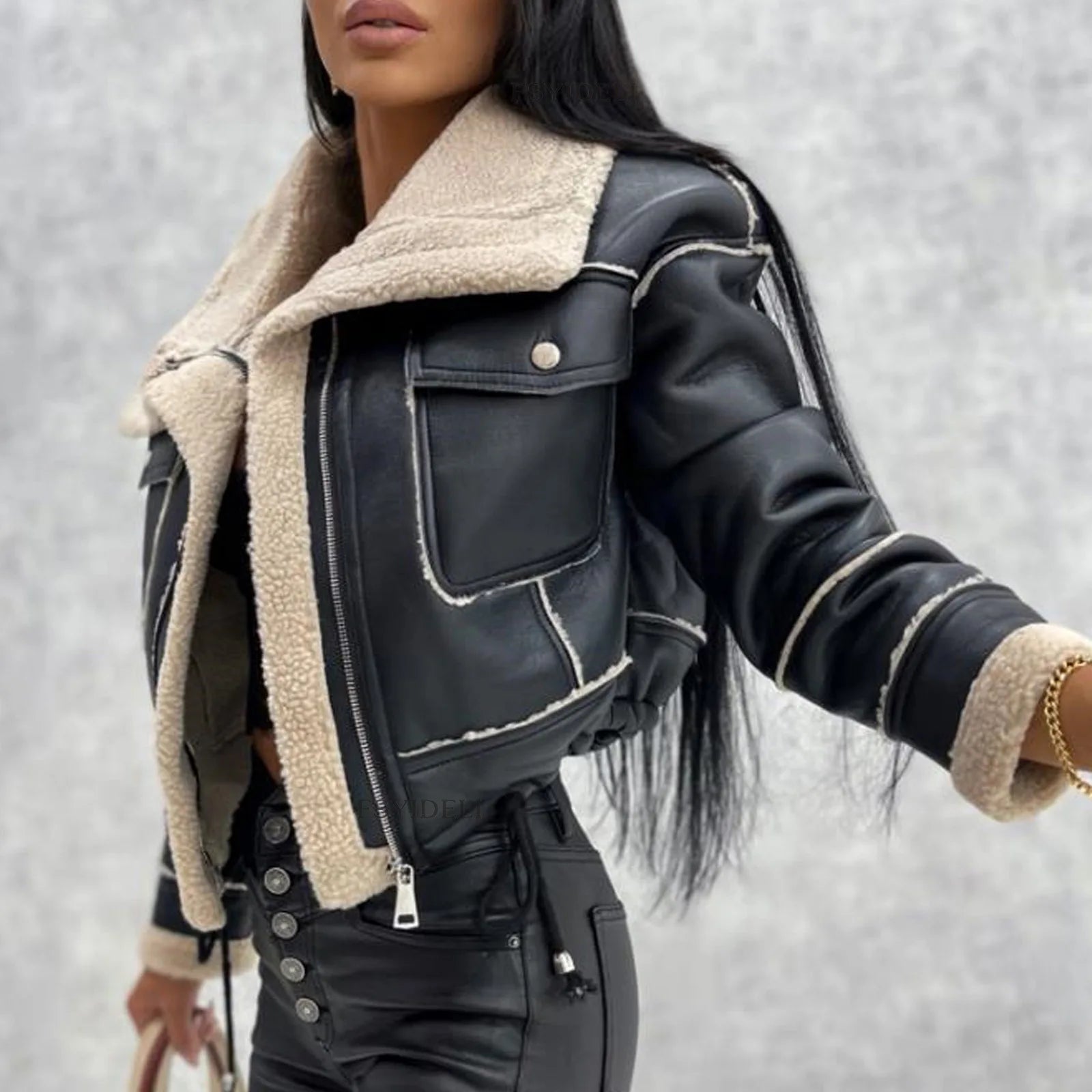 Chic Faux Leather Motorcycle Jacket for Women | ULZZANG BELLA