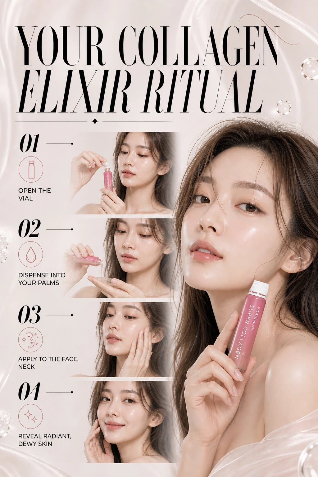 Super Collagen Elixir Ampoule for Youthful Glow | Vital Beautie | Vital Beautie Super Collagen Elixir - Artisanal Luxury Serum