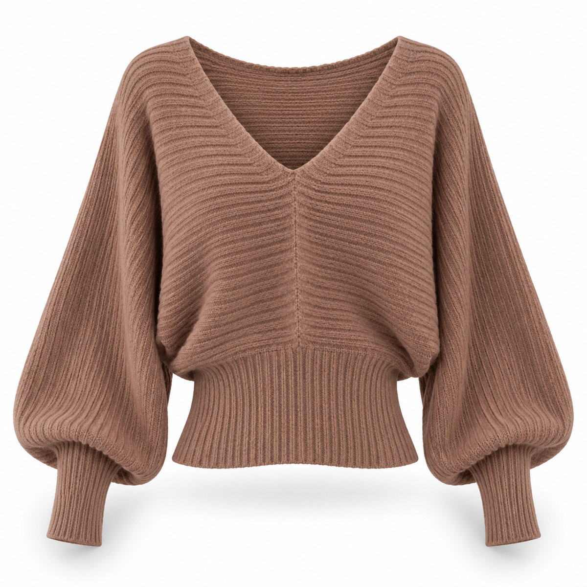 Sweetheart V-Neck Ribbed Knit Sweater | ULZZANG BELLA