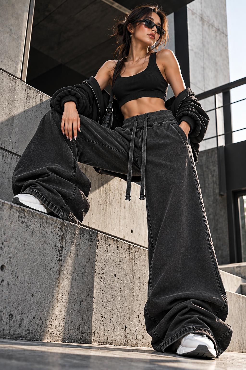 Vintage Wash Flared Fleece Workout Pants | ULZZANG BELLA