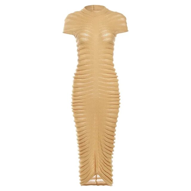 White Elegant Bodycon Knitted Maxi Dress for Women | ULZZANG BELLA