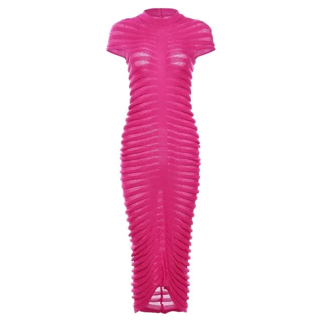 White Elegant Bodycon Knitted Maxi Dress for Women | ULZZANG BELLA