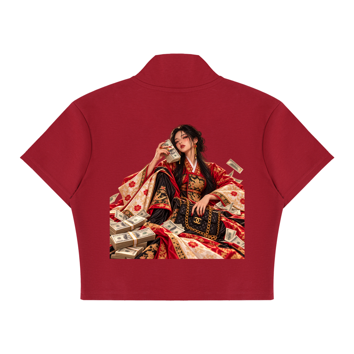 ULZZANG BELLA Joseon Baddie Cropped Zip-Up Tee - Empowering Confidence