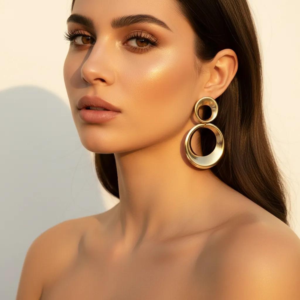 ULZZANG BELLA Geometric Round Dangle Earrings, Exquisite Elegance