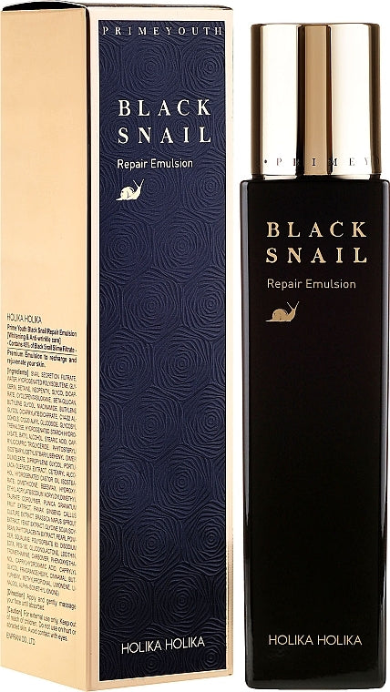 Emulsione riparatrice Prime Youth Black Snail per una pelle radiosa (160 ml) | HOLIKA HOLIKA