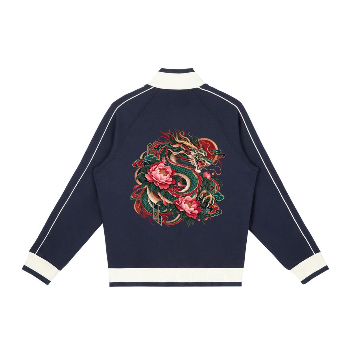 Seoul Dragon Color Block Raglan Sleeve Zip Track Jacket | ULZZANG BELLA