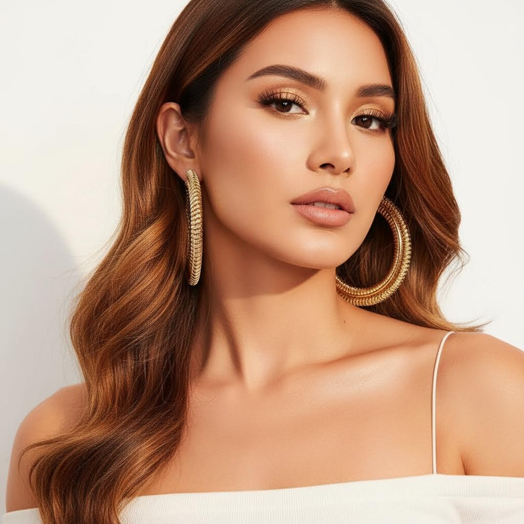 ULZZANG BELLA Oversized Alloy Hoop Earrings, Luxe Statement Jewelry