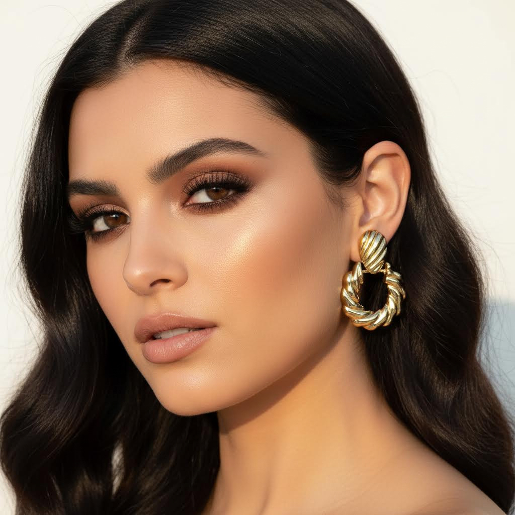 ULZZANG BELLA Exquisite Retro Oval Alloy Earrings - Timeless Luxury
