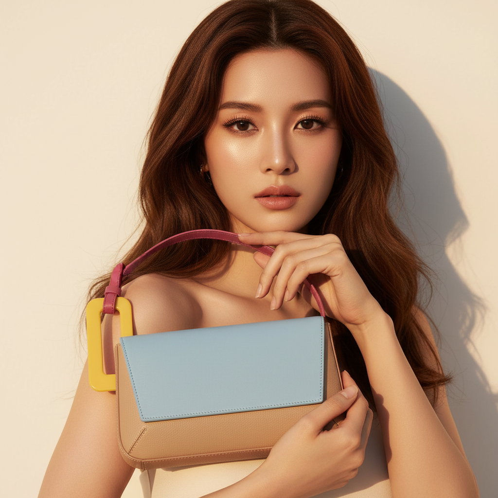 ULZZANG BELLA Geometric Chic PU Underarm Bag, Luxe Elegance