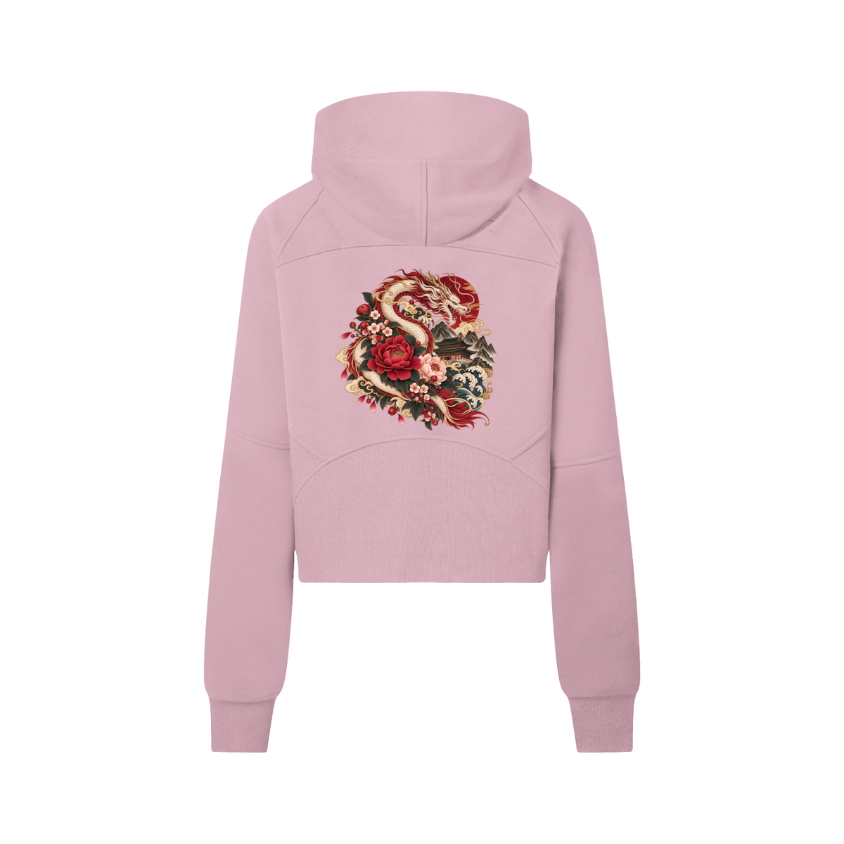 Korean Dragon Cropped Half-Zip Hoodie | ULZZANG BELLA