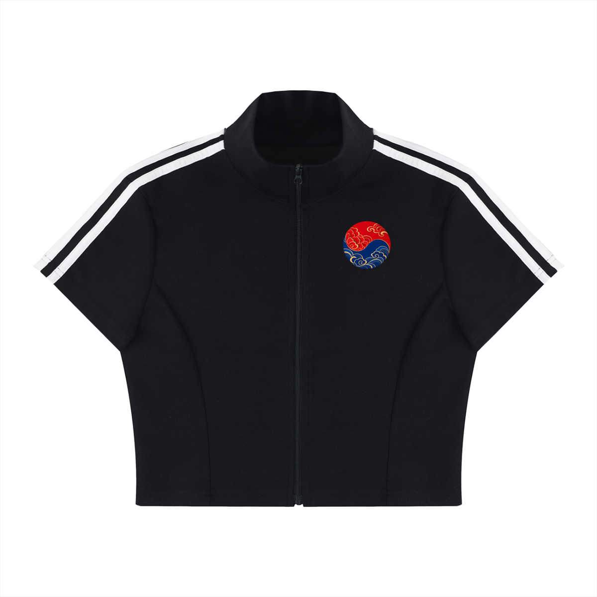 ULZZANG BELLA Joseon Baddie Cropped Zip-Up Tee for Confident Style