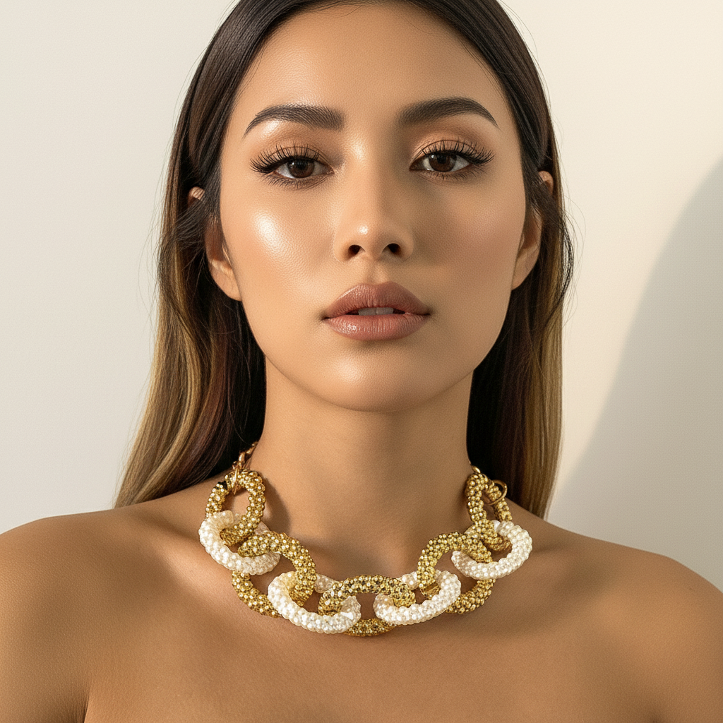 ULZZANG BELLA Faux Pearl Cross Necklace - Timeless Luxury Elegance