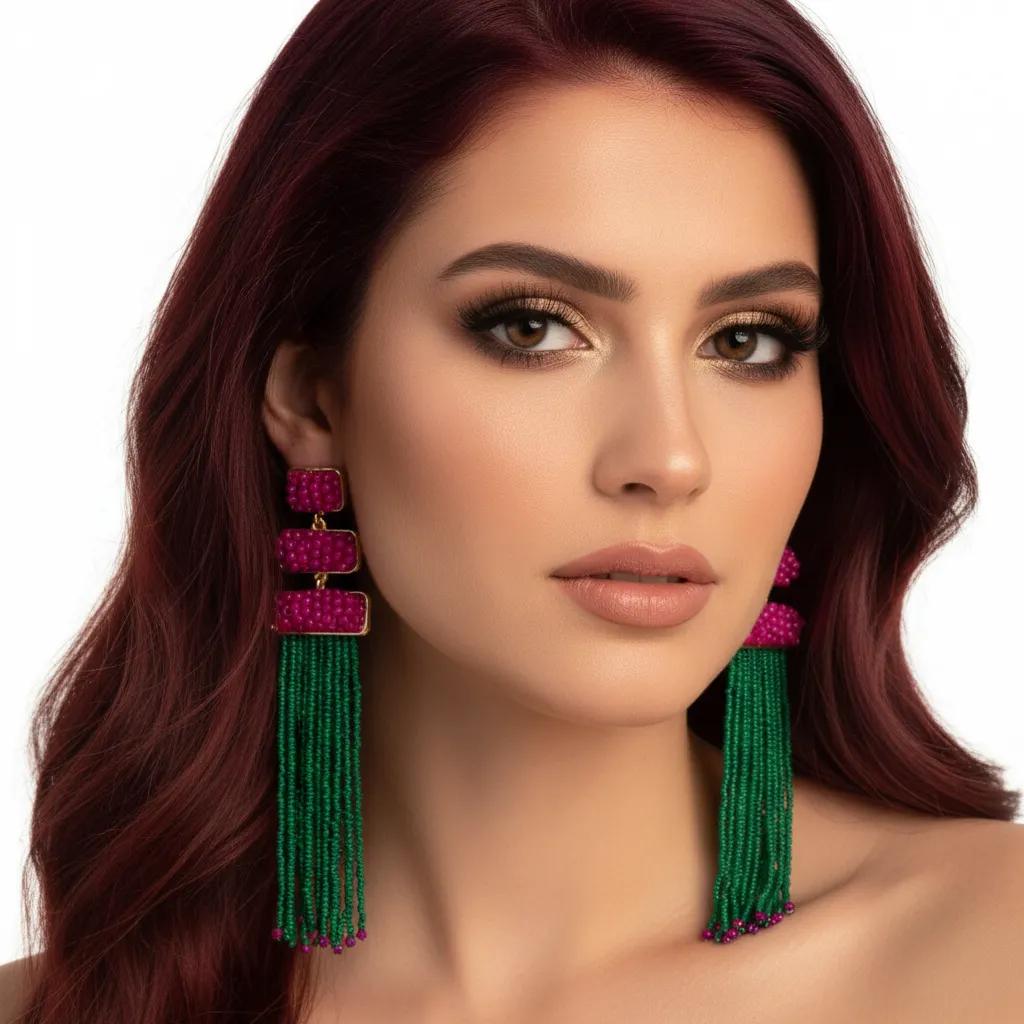 ULZZANG BELLA Long Bohemian Rice Bead Earrings - Exquisite Luxury