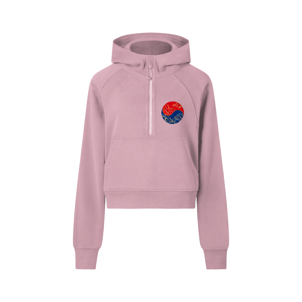 Korean Dragon Cropped Half-Zip Hoodie | ULZZANG BELLA