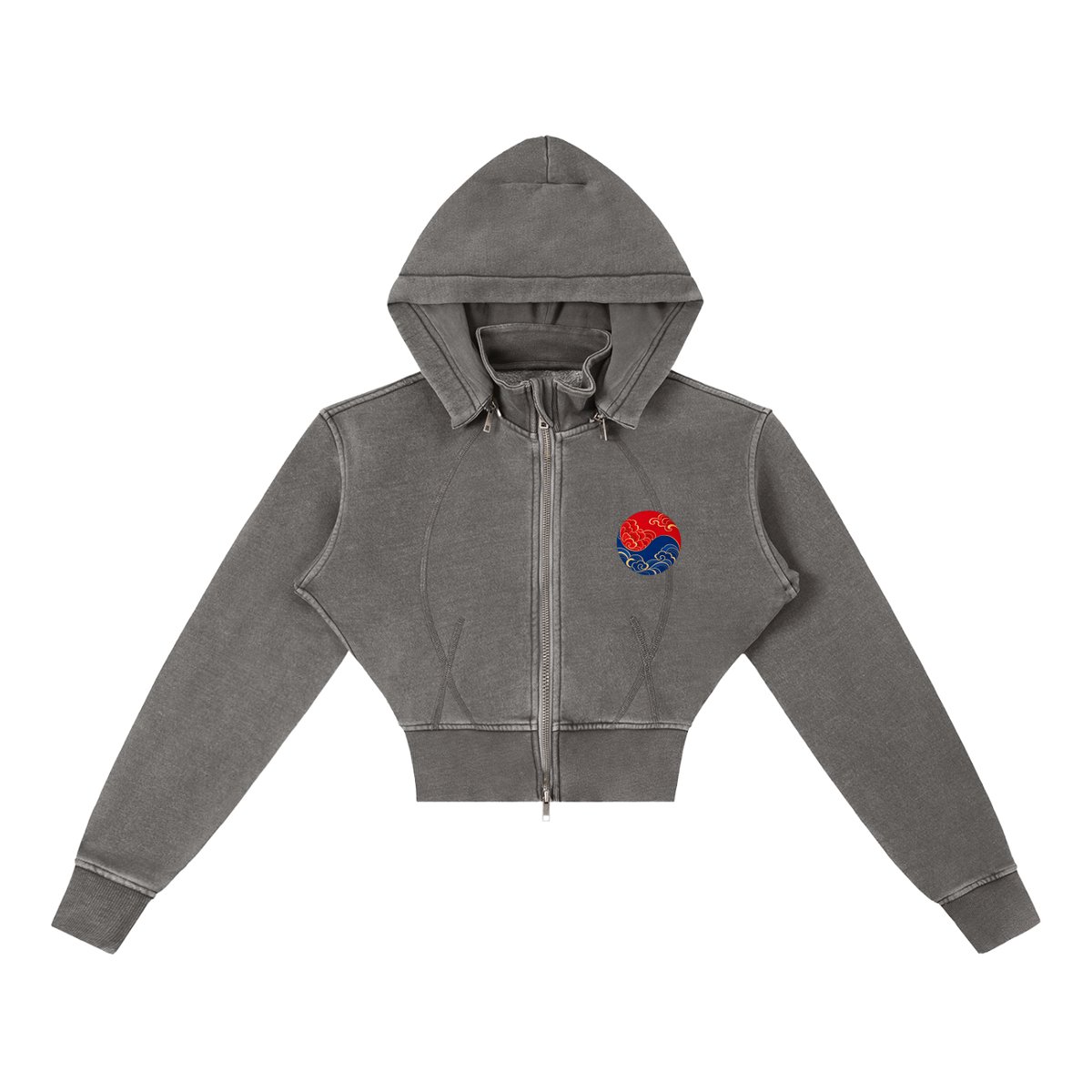 ULZZANG BELLA Vintage Wash Cropped Fitness Hoodie for Stylish Warmth