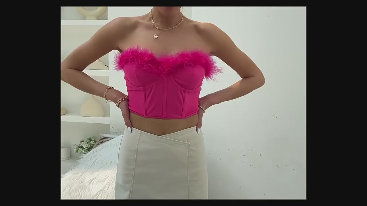 Sexy Floral Feather Satin Bustier Corset for Women | ULZZANG BELLA