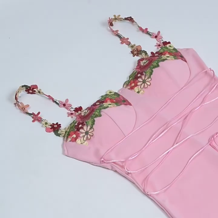 Floral Spaghetti Strap Sleeveless Maxi Bodycon Dress | ULZZANG BELLA