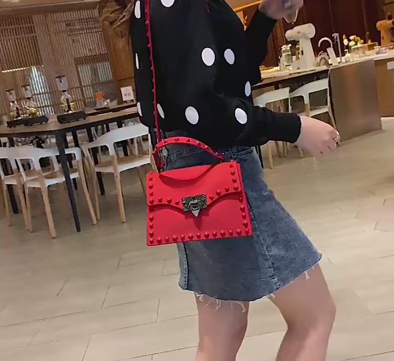 Designer Riveted PVC Shoulder Crossbody Handbag for Women | ULZZANG BELLA