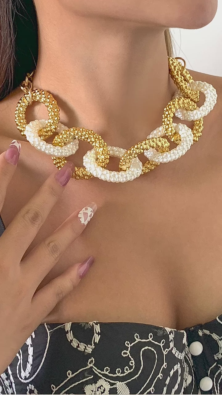 Exquisite Faux Pearl Cross Chain Necklace for Women | ULZZANG BELLA