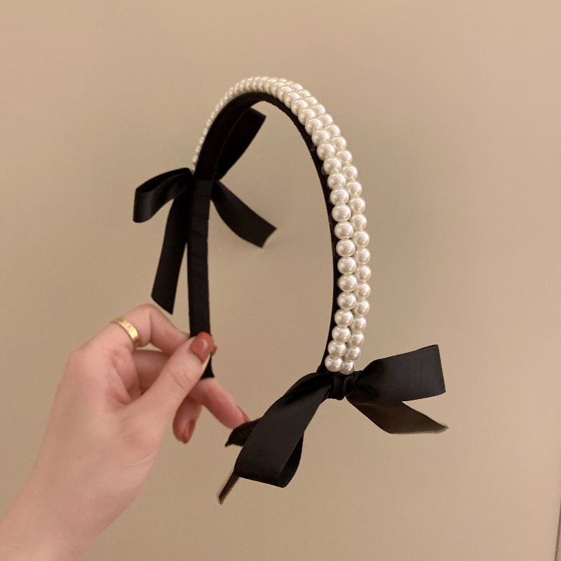 Bow Knot Headband Women's Summer High-End Retro French Temperament Pressure Hair Headband Korean Headwear