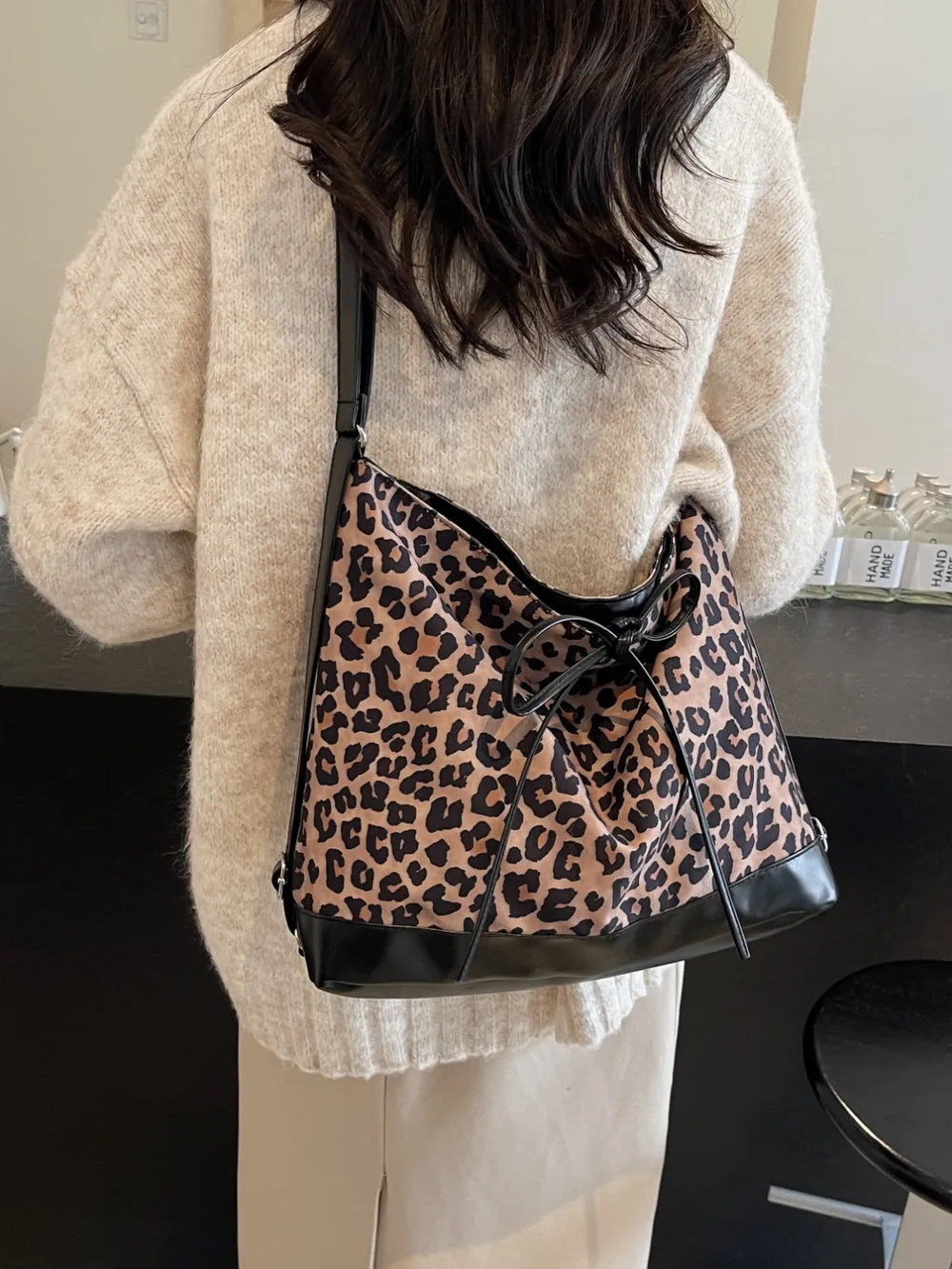 Mocha Leopard Luxe Dual Purpose Crossbody Bag | ULZZANG BELLA