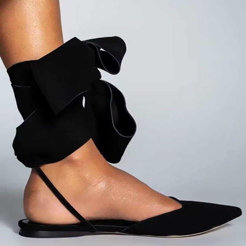 Exquisite Suede Pointed Toe Ankle Strap Sandals | ULZZANG BELLA