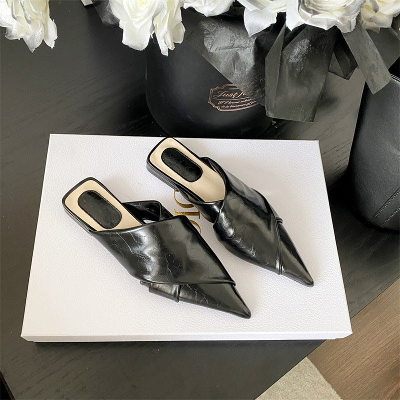 Elegant Cross-Pointed Flat Slippers with Toe Wrap | ULZZANG BELLA