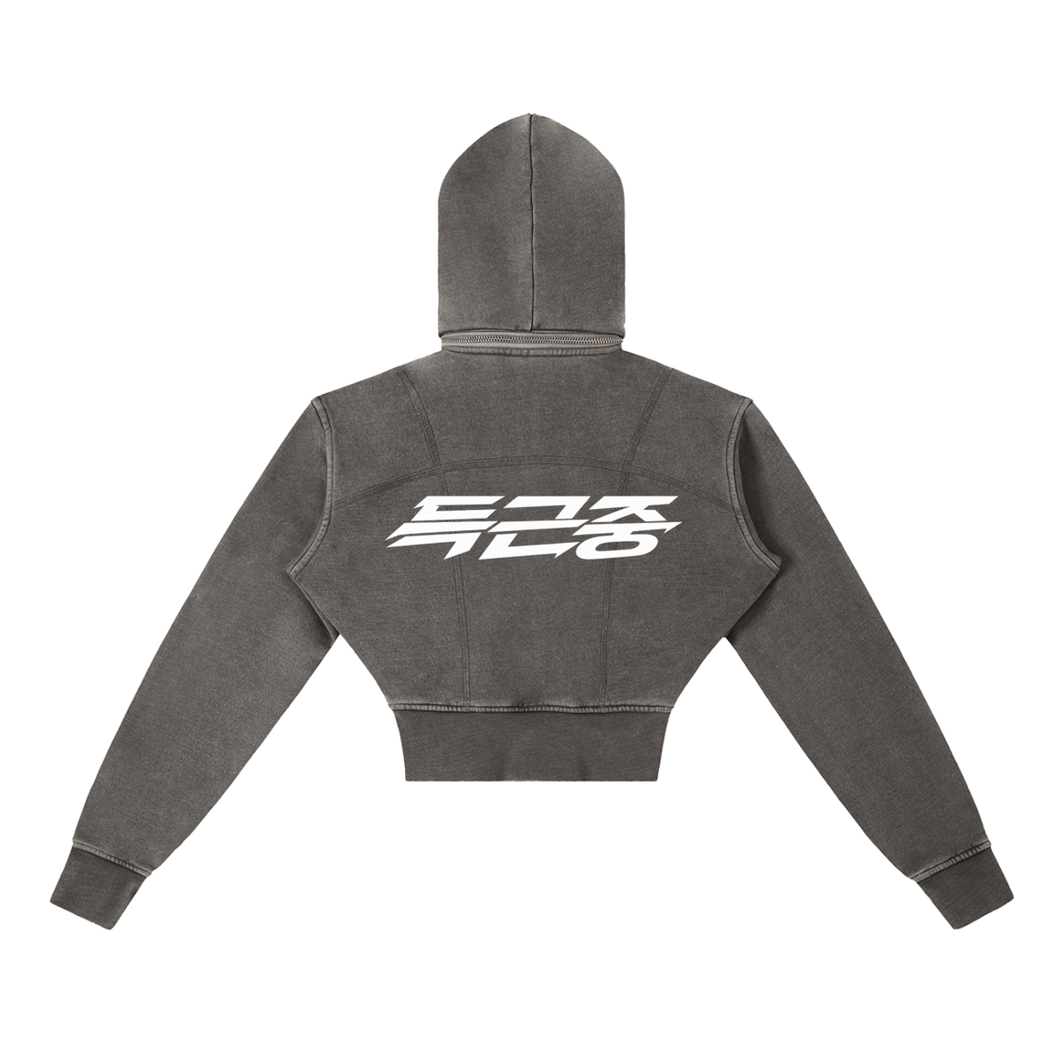 Vintage Wash Detachable Hood Cropped Fitness Hoodie | ULZZANG BELLA