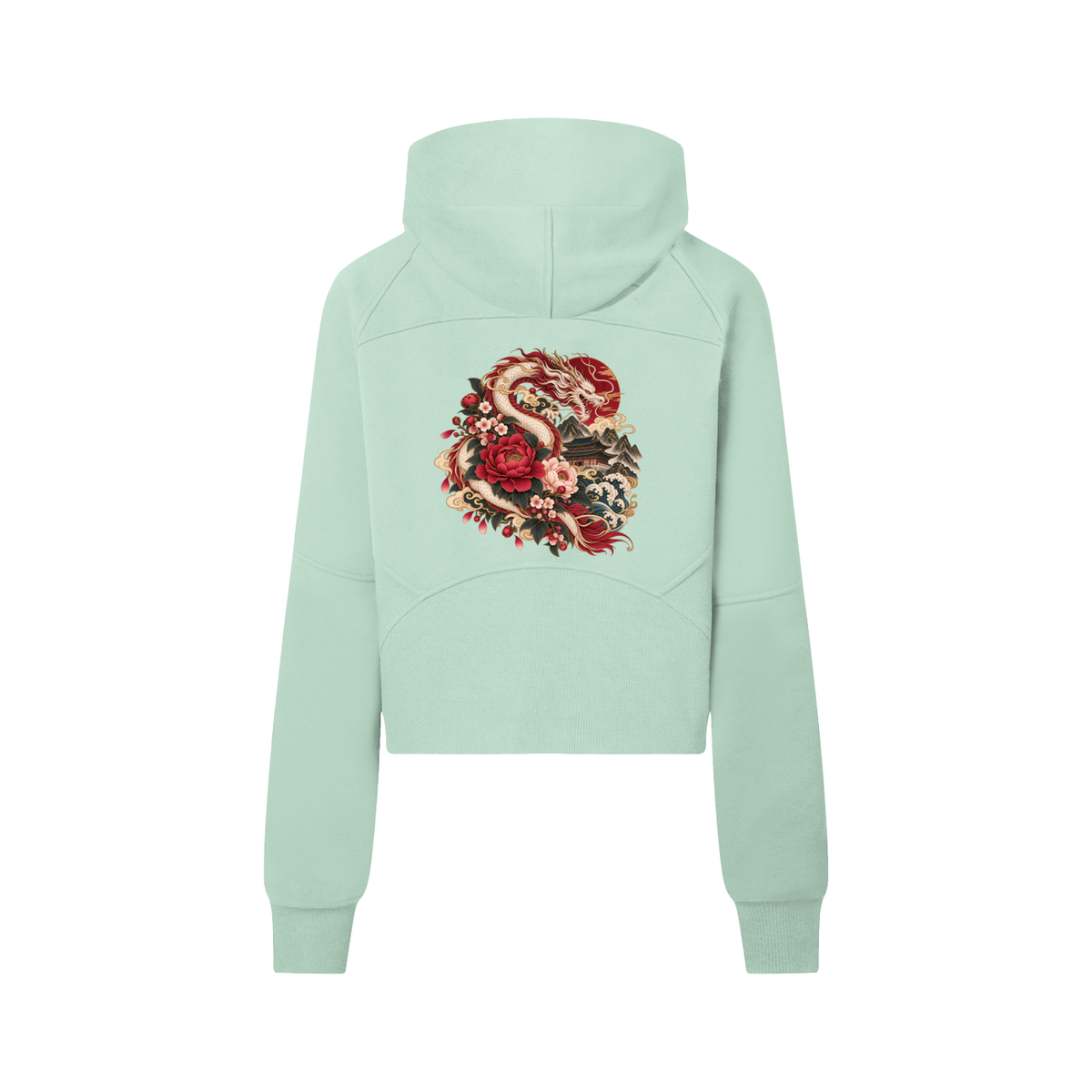 Korean Dragon Cropped Half-Zip Hoodie | ULZZANG BELLA