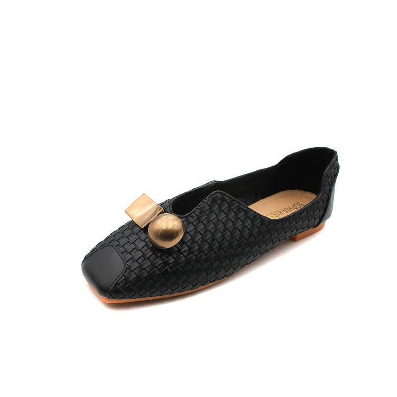 Elegantly Chic Square Toe Slip-On Flats | ULZZANG BELLA