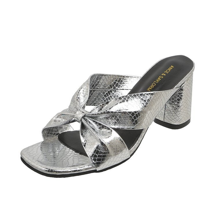 Serpentine Cross Strap High-Heeled Slippers | ULZZANG BELLA