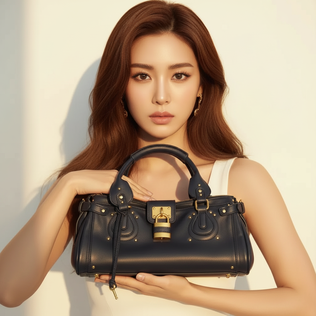 ULZZANG BELLA Vintage Distressed Padlock Handheld Crossbody Bag - Timeless Elegance